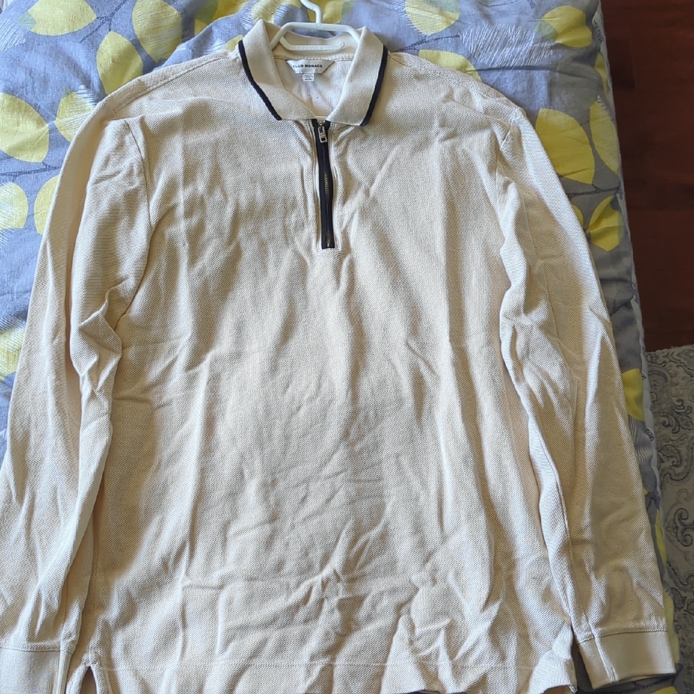 Club Monaco Men's Beige Quarter-Zip Sweater